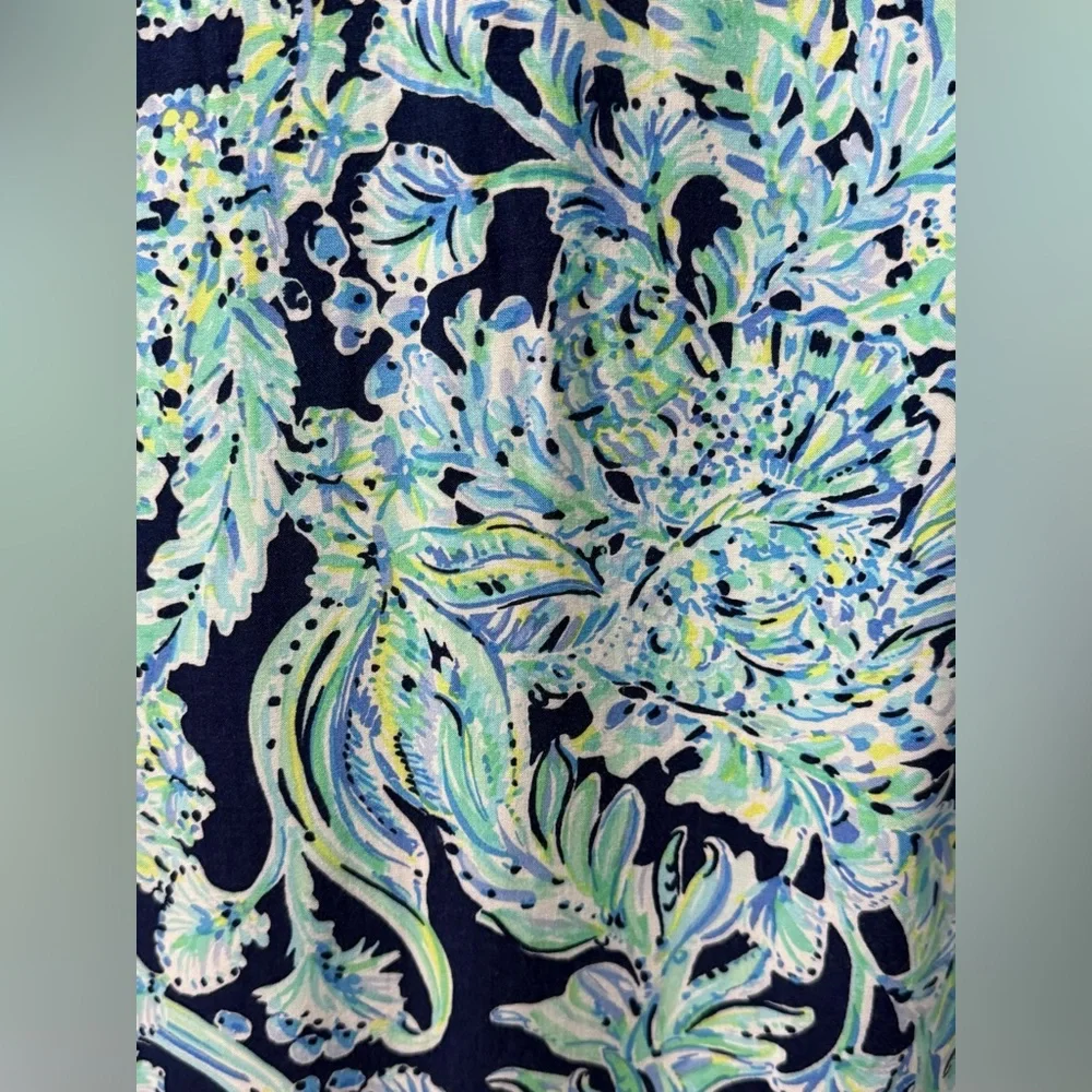 Lilly Pulitzer Madia Tunic Dress High Tide Navy Scuba Doo White Green Size Small - Picture 6 of 10